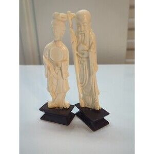 Antique Two Asian Celluloid Figurines 5" Set